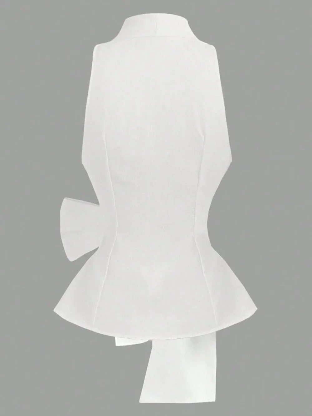 White Elegant Women's Casual V-Neck Tie Bow Decor Top